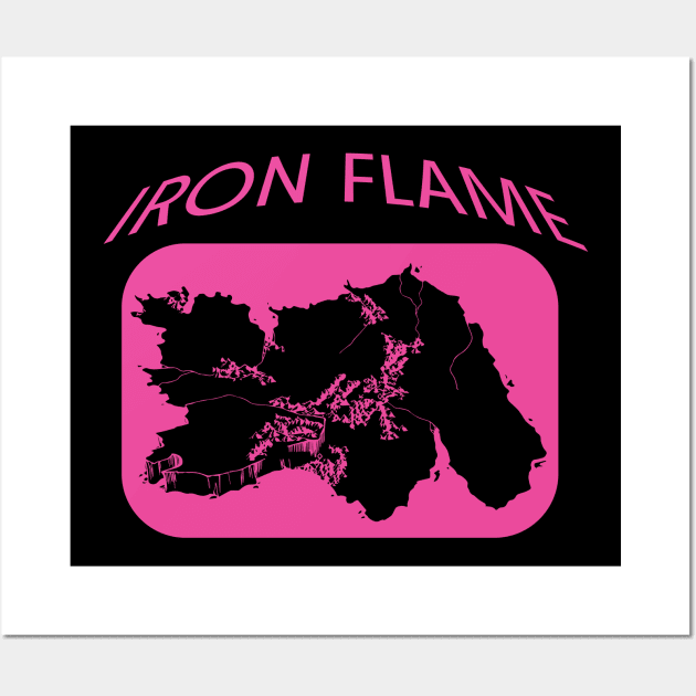 Iron Flame Map Pink Wall Art by KifLeeDesigns